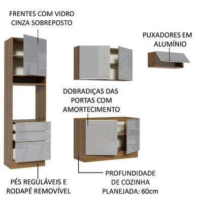 Cozinha Completa Madesa Armário e Balcão 6 Portas 3 Gavetas