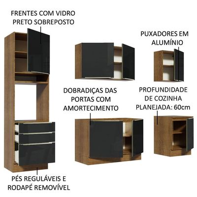 Cozinha Completa Madesa Armário e Balcão 7 Portas 3 Gavetas