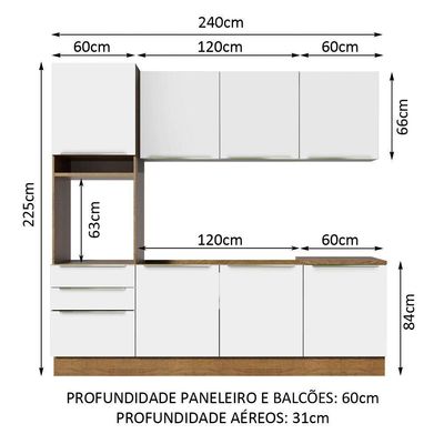 Cozinha Completa Madesa Armário E Balcão 7 Portas 3 Gavetas
