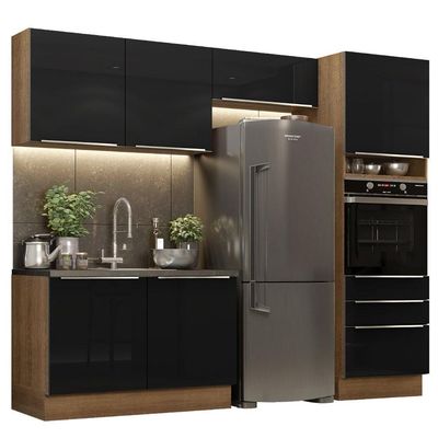 Cozinha Completa Madesa Lux Armário E Balcão Rustic/preto