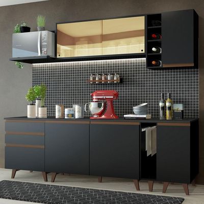 Cozinha Completa Madesa Reims com Armário e Balcão - Preto