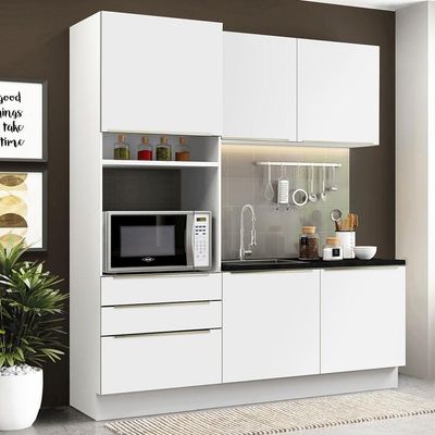 Cozinha Compacta Lux Com Armário E Balcão 5 Portas 3 Gavetas