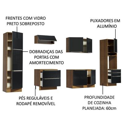 Cozinha Completa Madesa Armário e Balcão 9 Portas 5 Gavetas