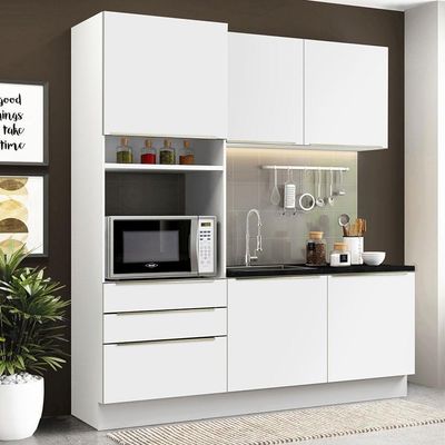 Cozinha Compacta Lux Com Armário E Balcão 5 Portas 3 Gavetas