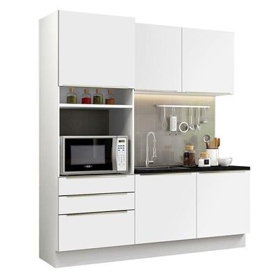 Cozinha Compacta Lux Com Armário E Balcão 5 Portas 3 Gavetas