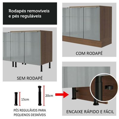 Cozinha Completa Madesa Lux Armário e Balcão - Rustic/cinza