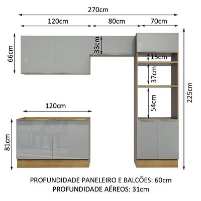 Cozinha Completa Madesa Lux Armário e Balcão - Rustic/cinza