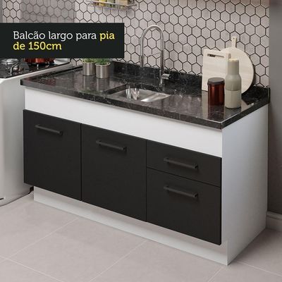 Cozinha Compacta 150002 Com Armário E Balcão Branco/Preto