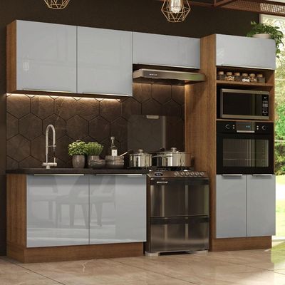Cozinha Completa Madesa Lux Armário e Balcão - Rustic/cinza