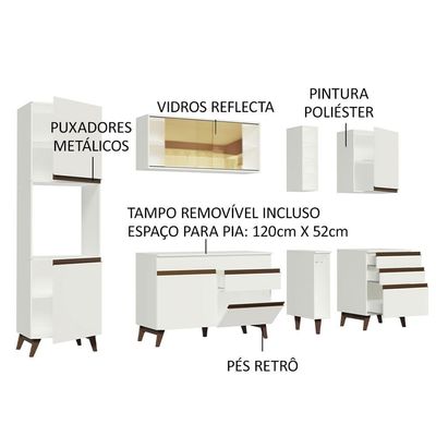Cozinha Completa Madesa Reims com Armário e Balcão - Branco