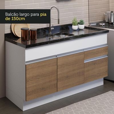 Cozinha Compacta 150002 Com Armário E Balcão Branco/Rustic