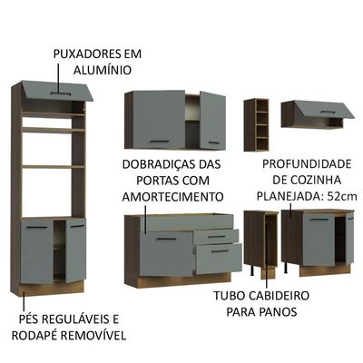 Cozinha Completa Madesa Agata com Armário e Balcão Cinza