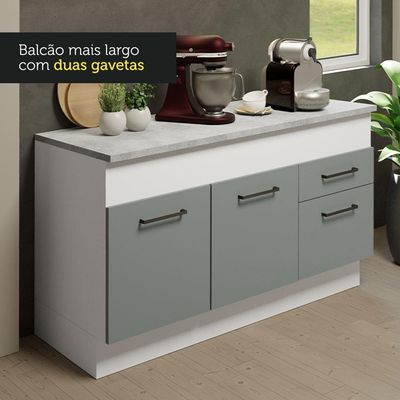 Cozinha Compacta 150001 Com Armário E Balcão Branco/Cinza