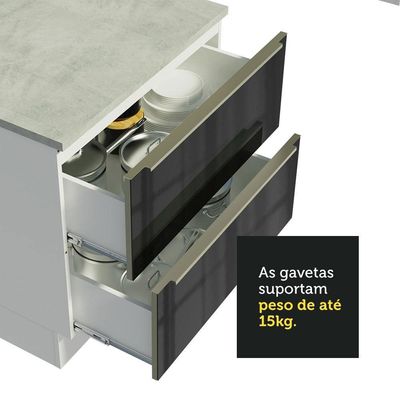 Cozinha Completa Lux com Armário e Balcão Branco Preto