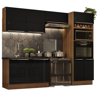 Cozinha Completa Madesa Lux Armário E Balcão - Rustic/preto