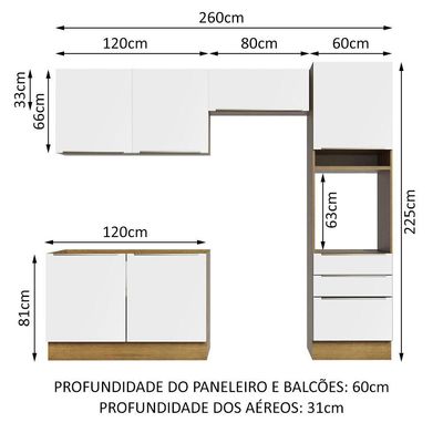 Cozinha Completa Madesa Lux 260005 Com Armário E Balcão