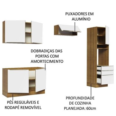 Cozinha Completa Madesa Lux 260005 Com Armário E Balcão