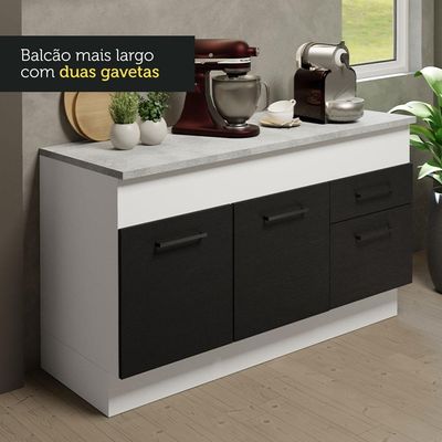 Cozinha Compacta 150001 Com Armário E Balcão Branco/Preto