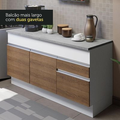Cozinha Compacta 150001 Com Armário E Balcão Branco/Rustic