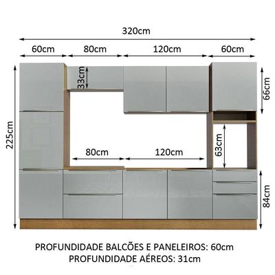Cozinha Completa Madesa Armário e Balcão 9 Portas 5 Gavetas