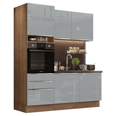 Cozinha Compacta Madesa Armário e Balcão 5 Portas 3 Gavetas