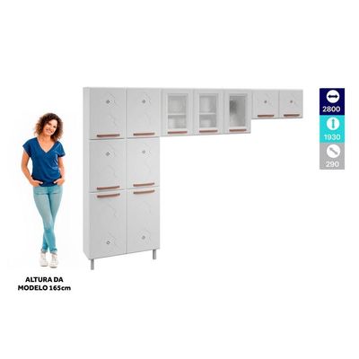 Cozinha Compacta Aço Telasul Mirage New 3vidros 3pçs Branco