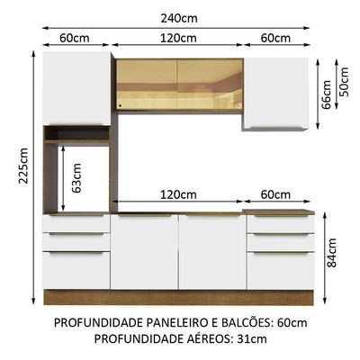 Cozinha Completa Madesa Lux 240002 Com Armário E Balcão