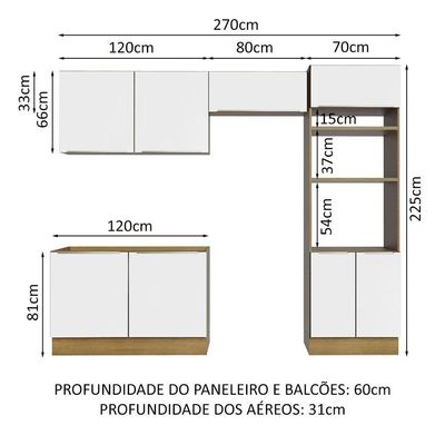 Cozinha Completa Madesa Lux 270001 Com Armário E Balcão