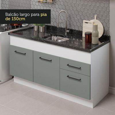 Cozinha Compacta 150002 Com Armário E Balcão Branco/Cinza