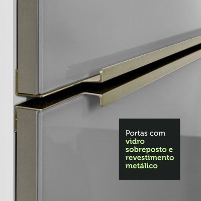 Cozinha Completa Lux com Armário e Balcão Branco Cinza