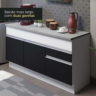 Cozinha Compacta 150001 Com Armário E Balcão Branco/Preto