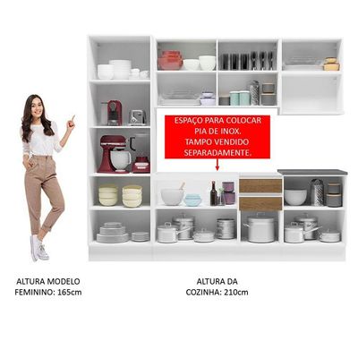 Cozinha Completa 100% Mdf Madesa Acordes Branco Rustic