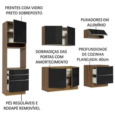 Cozinha Completa Madesa Armário e Balcão 6 Portas 5 Gavetas