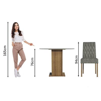 Conjunto Sala De Jantar Mesa Tampo De Vidro 4 Cadeiras