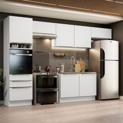 Cozinha 340001 Com Armário E Balcão Branco/Branco Veludo