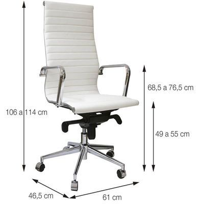 Cadeira De Escritorio Eames Esteirinha Alta - Pu Preta