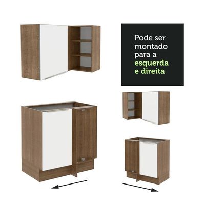 Cozinha Com Armário E Balcão Rustic/Branco Veludo