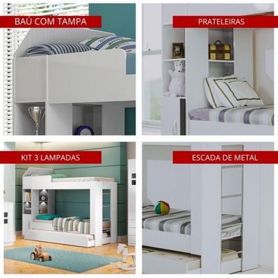 Beliche Ditália Cama Auxiliar Com Kit Luz Cm-15 Branco