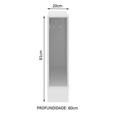Balcão Porta Pano 20X60cm Madesa Glamy, Lux e Stella Branco