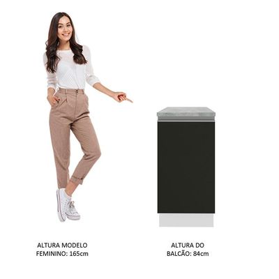 Balcão Glamy 40cm 1 Porta Branco Preto