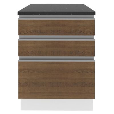 Balcão Madesa Acordes 100% Mdf 60 Cm 3 Gavetas Branco/rustic