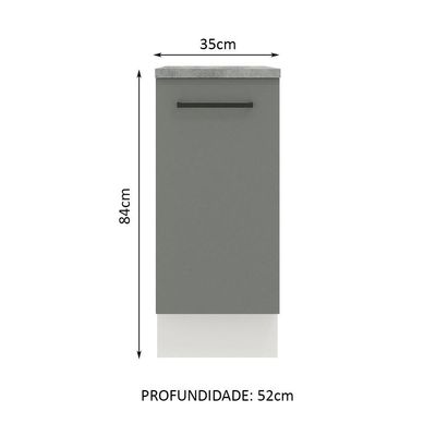 Balcão Madesa Agata 35 Cm 1 Porta Branco Cinza