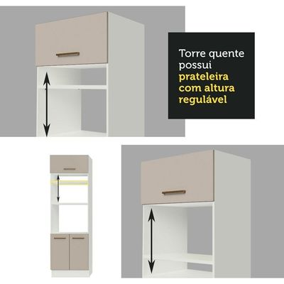 Armário De Cozinha Completa 350cm Branco/crema Agata Madesa 01 Branco/crema