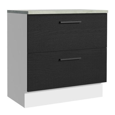 Balcão 80Cm 2GVT Branco/Preto Agata Madesa Branco/Preto