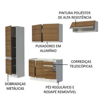 Armário De Cozinha Completa Acordes Balcão sem Tampo E Pia