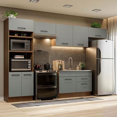 Cozinha Completa 350001 Com Armário E Balcão Rustic/Cinza
