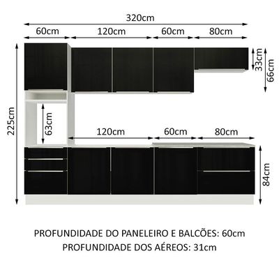 Cozinha Completa Com Armário e Balcão - Branco/preto
