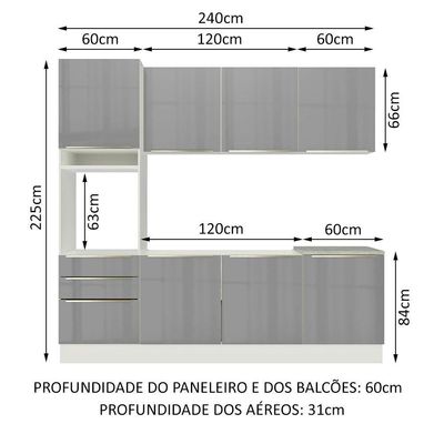 Cozinha Completa Com Armário e Balcão 7 Portas 3 Gavetas