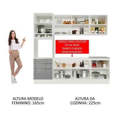 Cozinha Completa Com Armário e Balcão 7 Portas 3 Gavetas