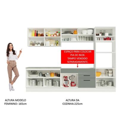 Cozinha Completa Agata Branco/Cinza Madesa
